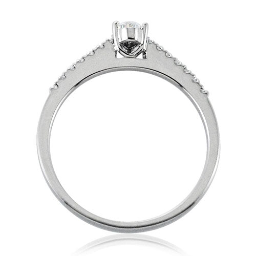 Steffans Pear Shaped Diamond, Platinum Solitaire Engagement Ring with Micro Set Diamond Tapered Shoulders (0.25ct) - Steffans Jewellers