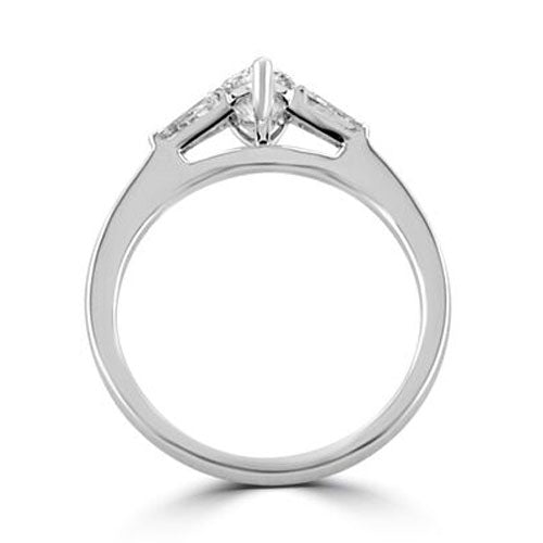 Steffans Pear Shaped Diamond Solitaire Platinum Engagement Ring with Tapered Baguette Cut Diamond Shoulders (RBC: 0.50ct, F/G VS, GIA TB: 0.25ct) - Steffans Jewellers