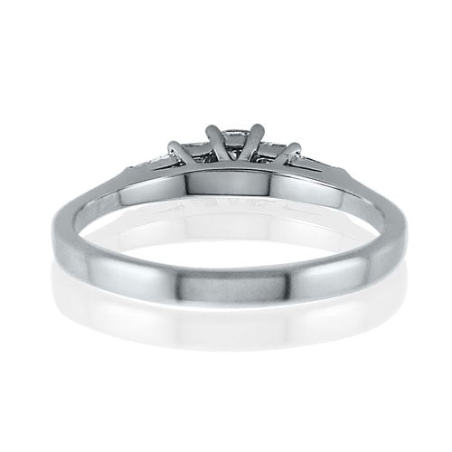 Steffans Princess Cut Diamond Claw Set 3 Stone Platinum Engagement Ring with Tapered Baguette Cut Diamond Shoulders (0.35ct) - Steffans Jewellers