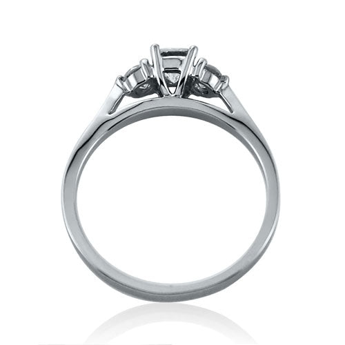 Steffans Princess & RBC Diamond Claw Set 3 Stone Platinum Engagement Ring (0.55ct) - Steffans Jewellers