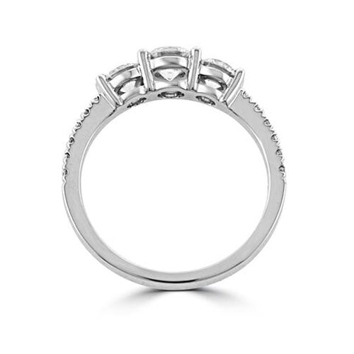 Steffans RBC Diamond Claw Set 3 Stone Platinum Engagement Ring with Micro Set Diamond Shoulders (Centre: 0.40ct Sides: 0.60ct TW) - Steffans Jewellers