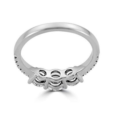 Steffans RBC Diamond Claw Set 3 Stone Platinum Engagement Ring with Micro Set Diamond Shoulders (Centre: 0.40ct Sides: 0.60ct TW) - Steffans Jewellers