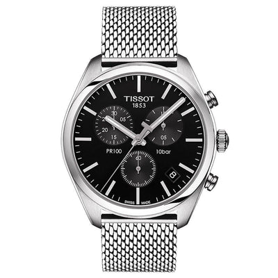 Tissot PR 100 Chronograph Stainless Steel Black Dial Men's Watch