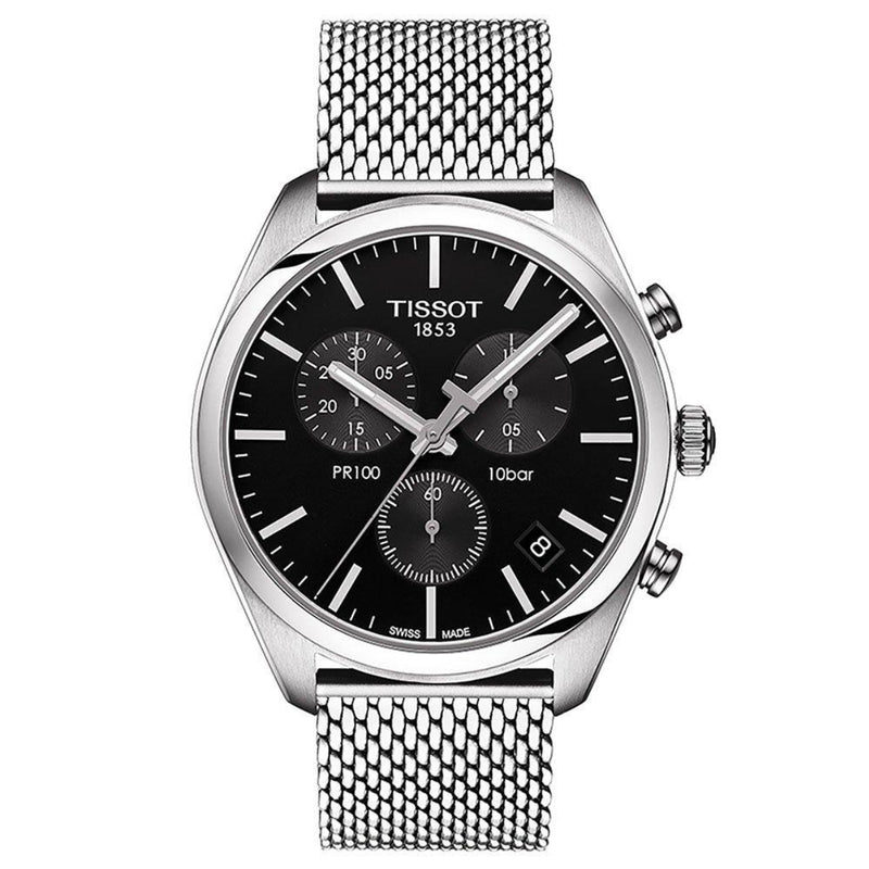 Tissot PR 100 Chronograph Stainless Steel Black Dial Men&