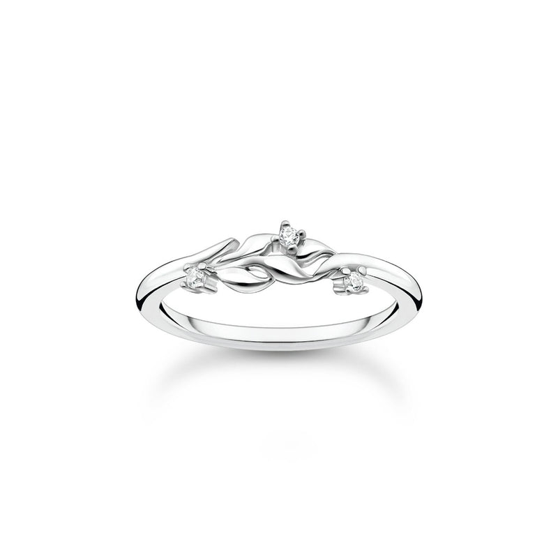 Thomas Sabo Ring Leaves With White Stones Silver