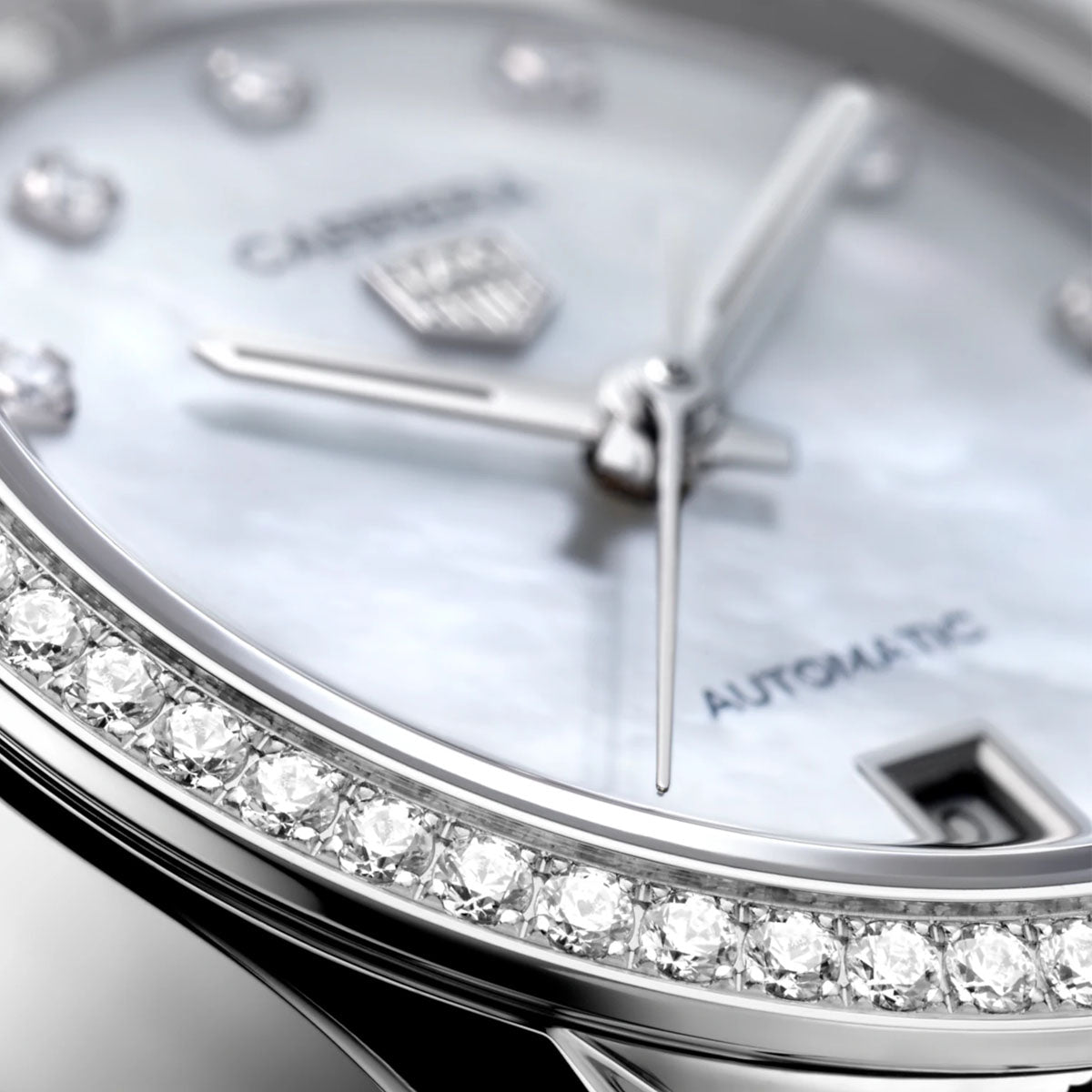 TAG Heuer Carrera Date Stainless Steel Mother of Pearl Diamond Dial  29mm Ladies Watch