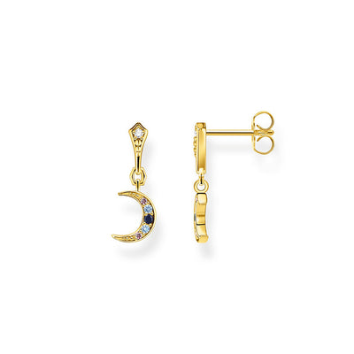 Thomas Sabo Yellow Gold Plated Royalty Moon With Stones Earrings